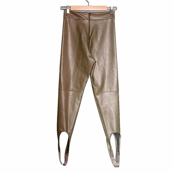 NWT Alix NYC Brower Faux Leather Stirrup Leggings Pine Green Women’s Size Small - Picture 4 of 14